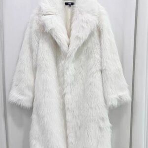 Luxurious White Faux Fur Coat